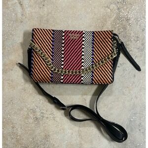 Victoria's Secret Y2K Crossbody Bag Woven Multicolored Striped Chain Strap Purse